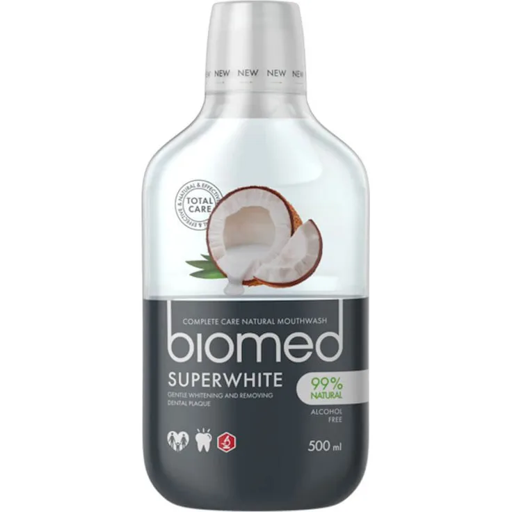 Biomed Superwhite Mundspülung 500 ml Mundspülung mit Bromelain aus Ananasextrakt Whitening-Effekt