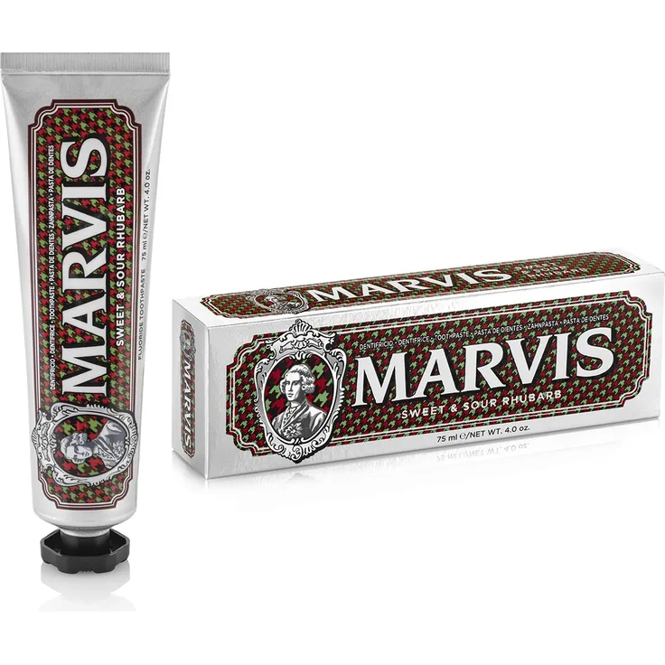 MARVIS Sweet & Sour Rhubarb 75 ml I Zahncreme in der Geschmacksrichtung Rhabarber und Minze I frisch und kraftvoll I limitiert I Blended Collection
