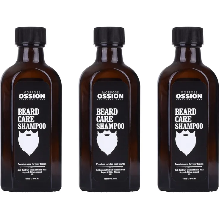 Morfose Ossion Beard Care Shampoo 3 x 100 ml, für alle Hauttypen, reinigende Wirkung, pflegend, für Herren empfohlen