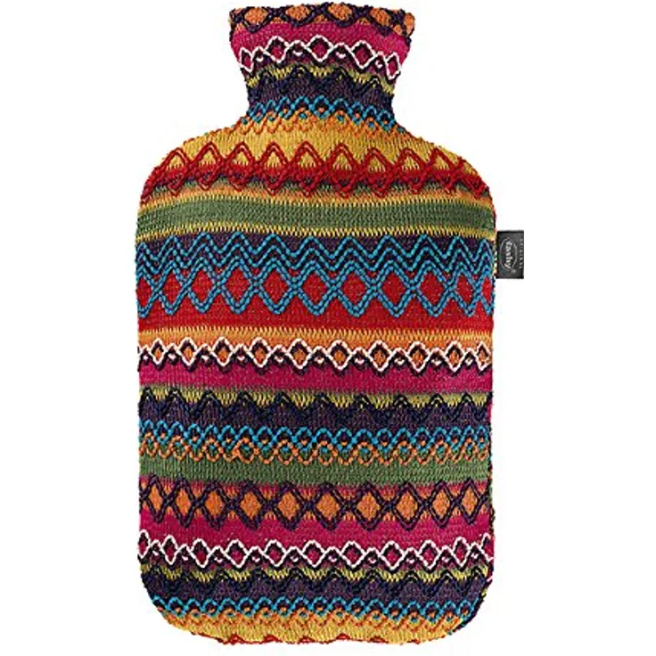 Fashy 6757 25 2007 Wärmflasche mit Bezug im Peru - Design 2.0 L, braun - rosa