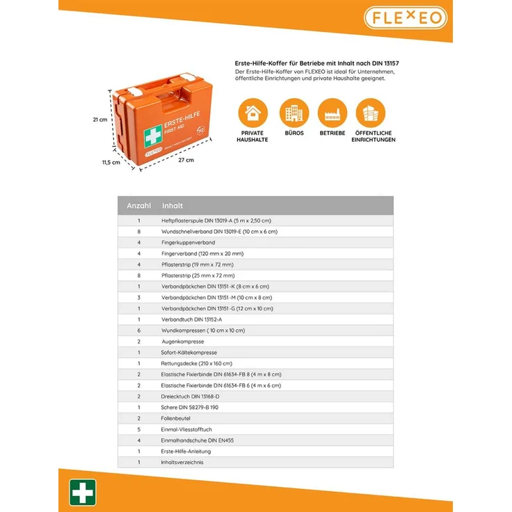Flexeo Erste-Hilfe-Koffer DIN13157 orange inkl. Wandhalterung zur einfachen Montage – Bild 4