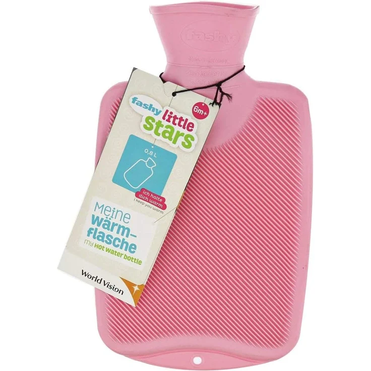 Fashy 6442 Wärmflasche ~ Thermoplast- Wärmeflasche Halblamelle, geruchsneutral, recyclingfähig, robust und langlebig, fugenloser, schmaler Flaschenhals ~ 0,8 Liter, rosa - Preisvergleich – Bild 2