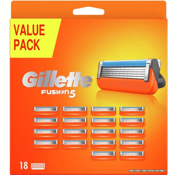 Gillette Fusion5 Rasierklingen mit Präzisionstrimmer auf der Rückseite 5 Anti-Irritations-Klingen 18 Stück – Bild 1