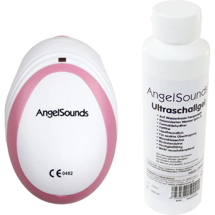 Jumper Medical ANGELSOUNDS JPD-100S (mini) Fetaldoppler inkl. Ultraschallgel (250ml Flasche), creme/pink
