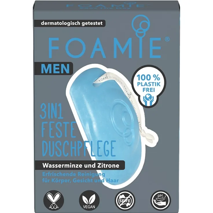 Foamie 3 in 1 Feste Duschpflege For Men - Seas The Day 90 g
