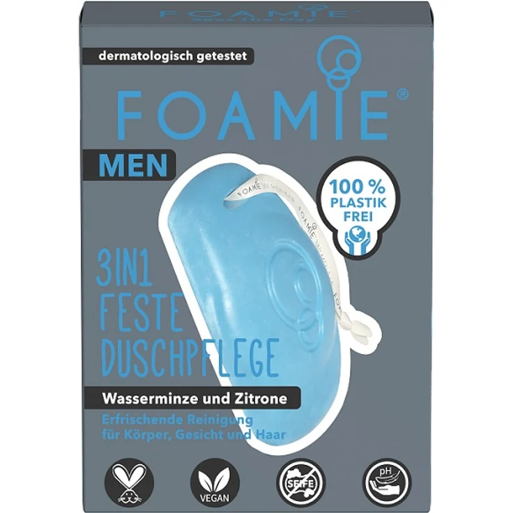 Foamie 3 in 1 Feste Duschpflege For Men - Seas The Day 90 g – Bild 1