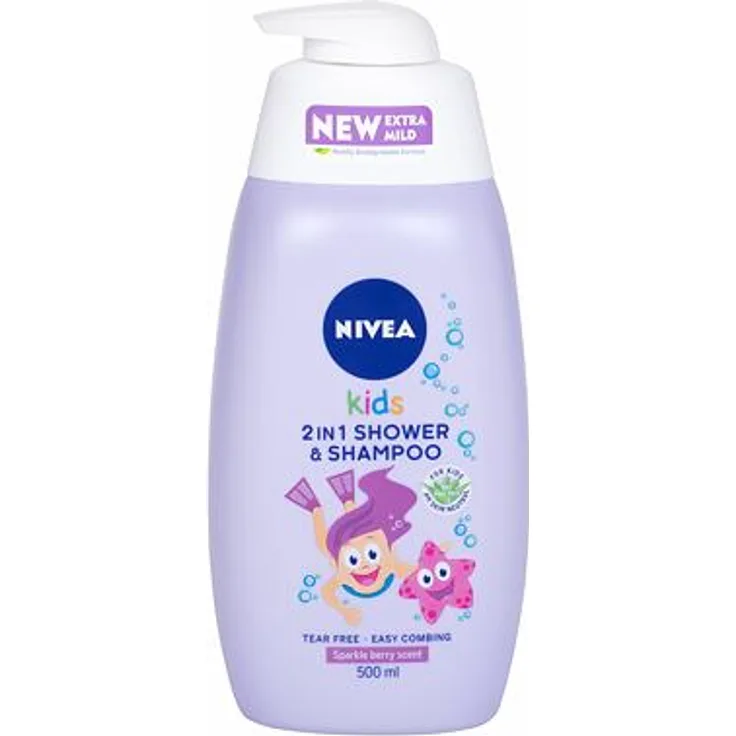 Nivea Kids 2in1 Shower & Shampoo Sanftes Duschgel und Shampoo 2 in 1 500 ml für Kinder