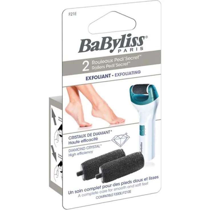 BaByliss F21E Pedi Secret Peeling Ersatzrollen 2er-Pack, zur Behandlung von Hornhaut, Peeling-Effekt, einfache Anwendung