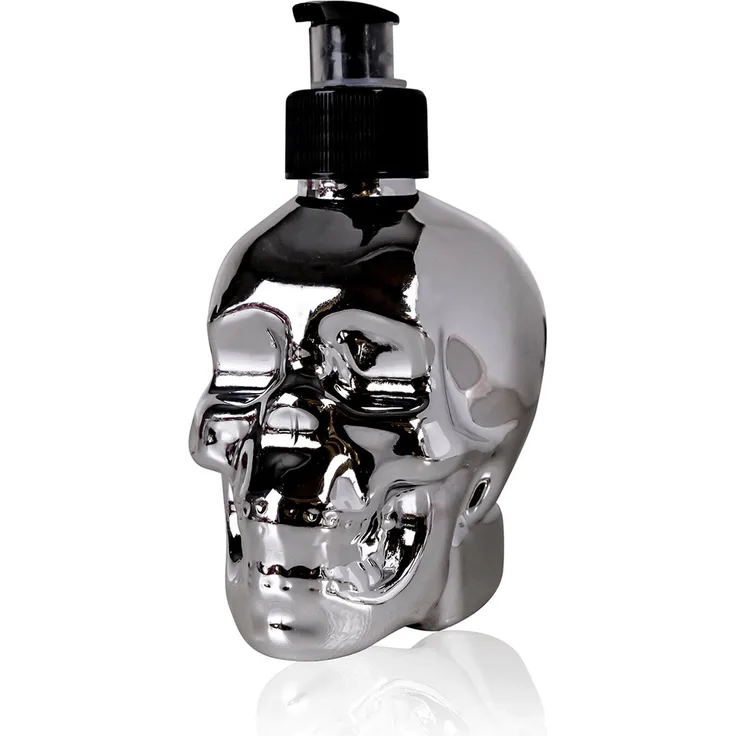 Davartis Flüssigseife Totenkopf in Pumpspender chrome-silber metallic - 300 ml für alle Hauttypen geeignet