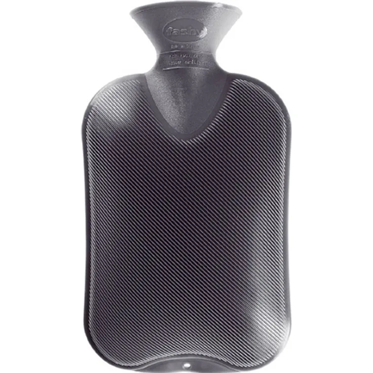 Fashy 6440 21 Wärmflasche Thermoplast- Wärmeflasche Halblamelle, geruchsneutral, recyclingfähig, robust und langlebig, fugenloser, schmaler Flaschenhals 2,0 Liter, anthrazit
