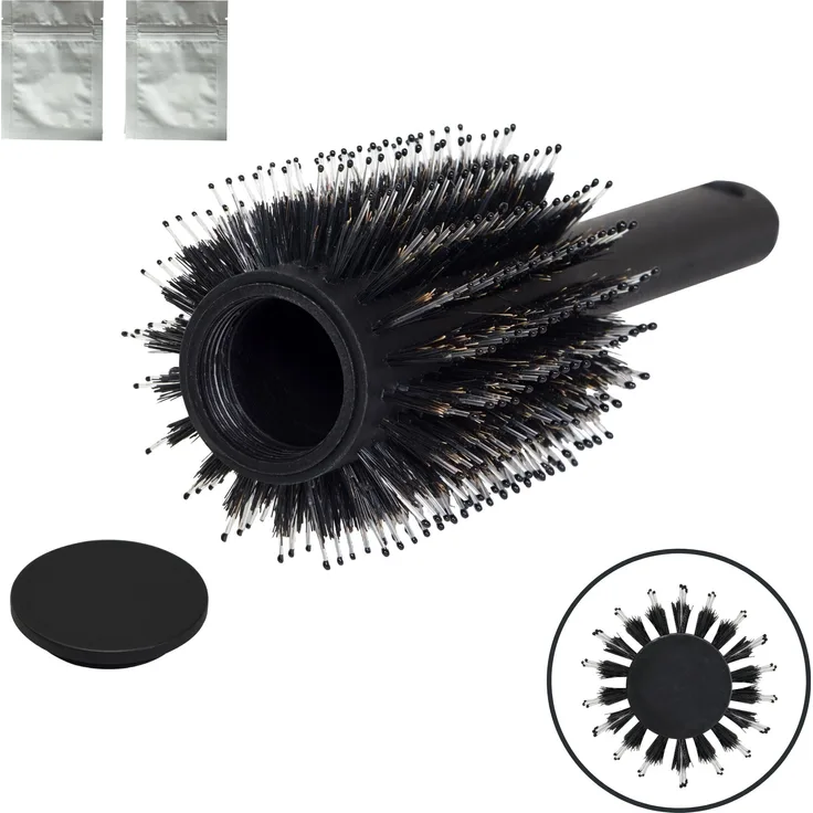 Your Day Mate Haarbürste mit Geheimfach, inkl. 2 wasserdichten + luftdichten Zippern, geheimer Deckel mit Schraubverschluss, Wertsachen Versteck, für unterwegs & Zuhause, Geheimversteck für über 30 Geldscheine