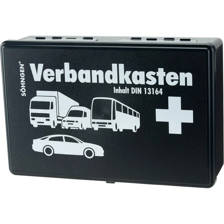Söhngen KFZ Verbandskasten (mit Füllung, schwarz, Koffer aus ABS Kunststoff) 260x160x80 mm, 3004002 – Bild 2