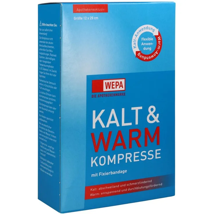 Wepa Apothekenbedarf Kalt-Warm Kompresse 12x29 cm mit Fixierband