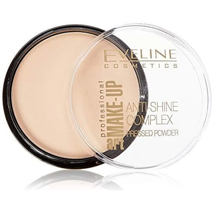 Eveline Cosmetics Art Make-up Anti-Shine Complex Pressed Powder 32 Natural, mit einer festen Textur 