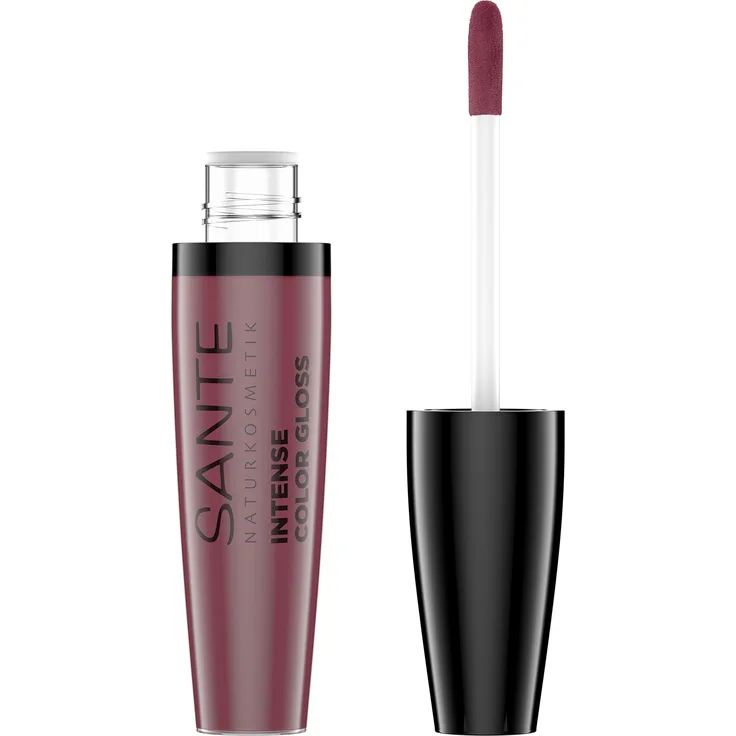 Sante Naturkosmetik Intense Color gloss 03 Stubborn Plum, Lipgloss-Effekt, Intensive Farbpigmentierung, Mit Bio-Sheabutter, Feuchtigkeitsspendend, 9 ml