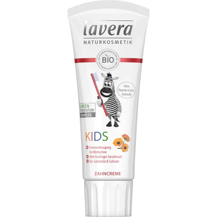 Lavera Zahncreme Kids Bio-Calendula & Calcium 75 ml, entfernt Zahnbelag, Kariesvorbeugung, Zahnfleischschutz