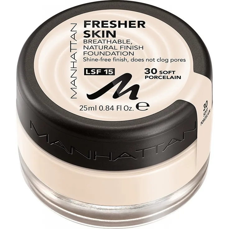 Manhattan Cosmetics Fresher Skin Foundation 30 Soft Porcelain 25 ml