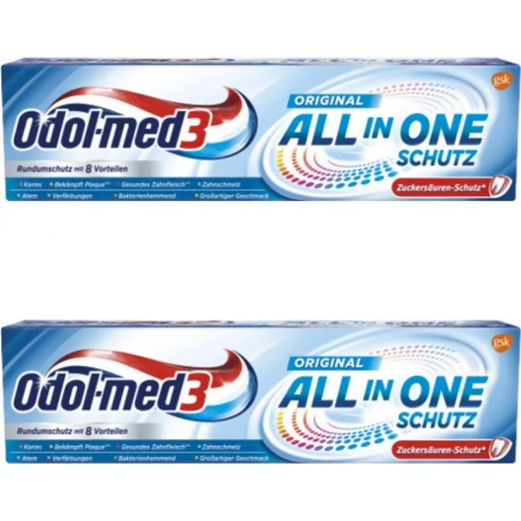 Odol Zahncreme All in One Original 75 ml 2er-Pack, frischer Atem & saubere Zähne