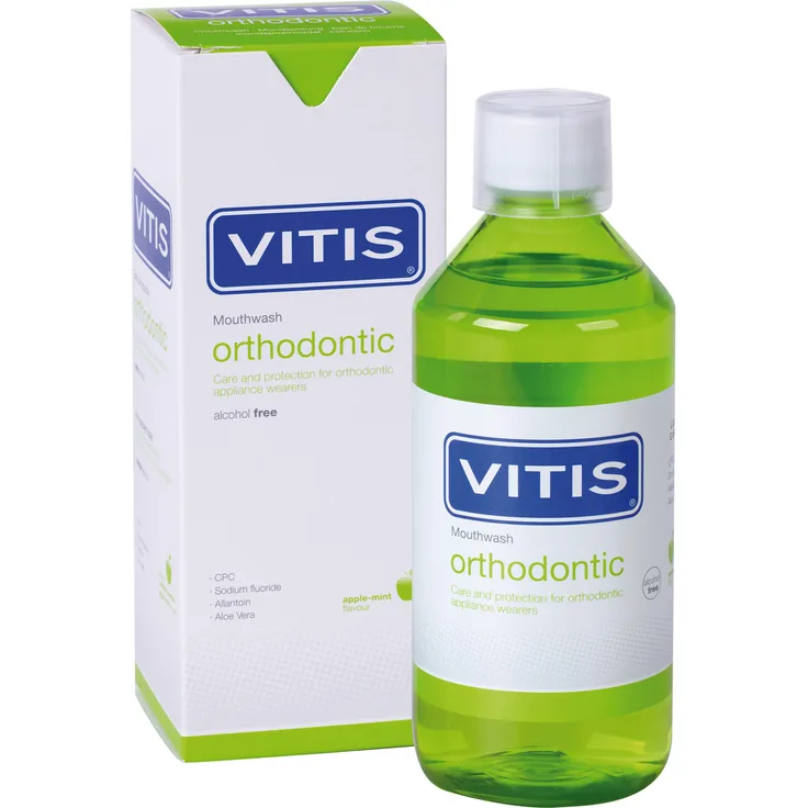 Vitis Orthodontic Mundspülung 500 ml Mundspülung Antibakteriell Remineralisierend
