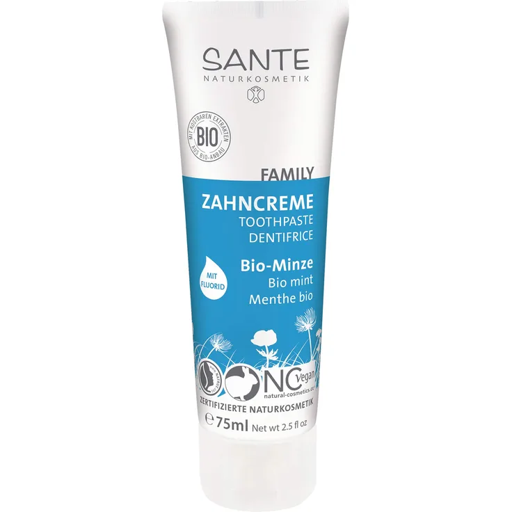 Sante Naturkosmetik Bio-Minze 75 ml, für saubere Zähne & frischen Atem
