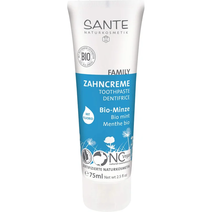 Sante Naturkosmetik Bio-Minze 75 ml, für saubere Zähne & frischen Atem