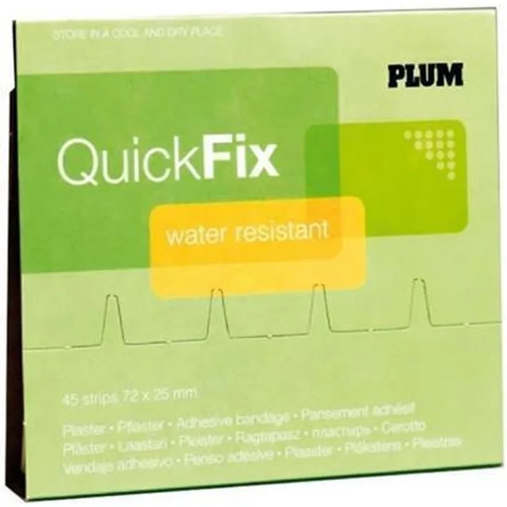 QuickFix Nachfüllpack mit 45 wasserfesten Pflasterstrips, Wasserabweisend, hautfreundlich