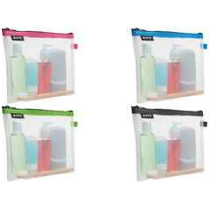 Leitz WOW Traveller Zip-Kosmetiktasche, Transparent, Wasserabweisend, Ideale Waschtasche für unterwegs, Maße (BxHxT): 24 x 17 x 3 cm, Pink, 40140023
