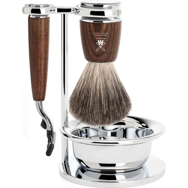 Mühle Rytmo 4-teiliges Rasierset Esche dunkel Gillette Mach3