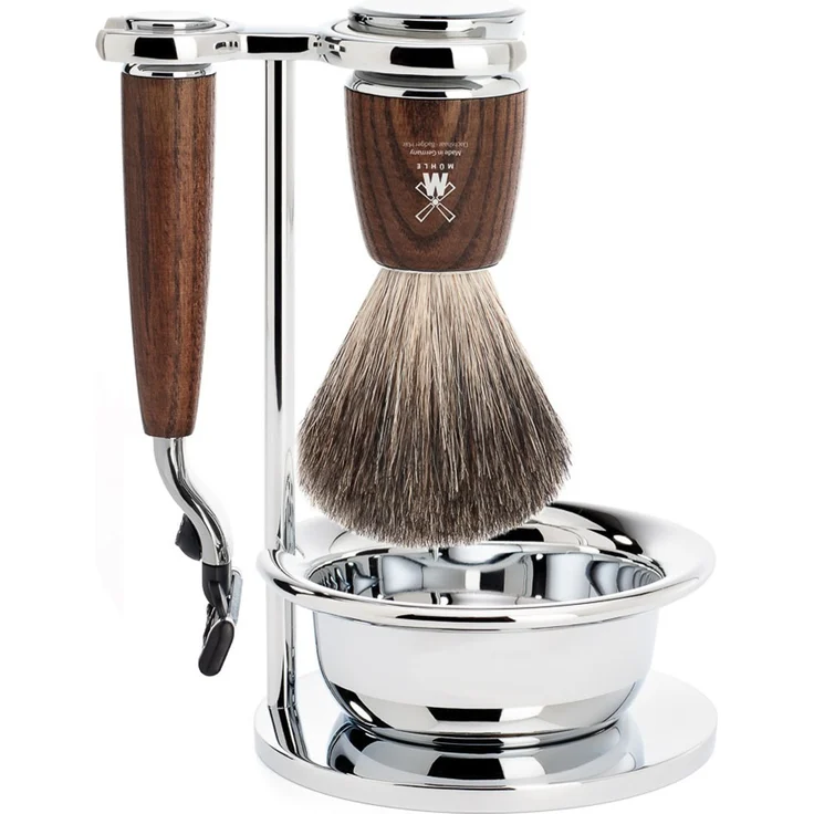 Mühle Rytmo 4-teiliges Rasierset Esche dunkel Gillette Mach3 – Bild 1