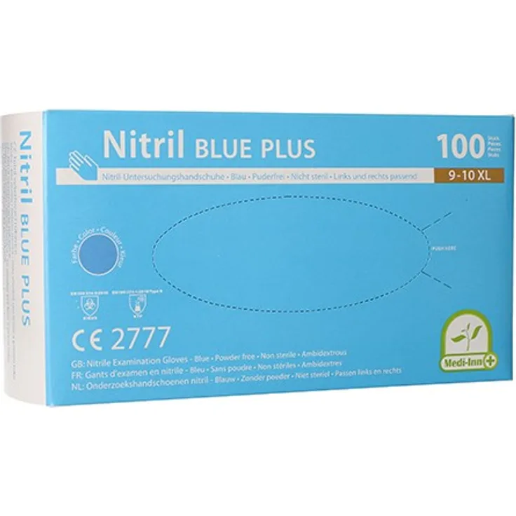 Medi-Inn 100 Handschuhe, Nitril puderfrei Blue Plus blau Größe XL