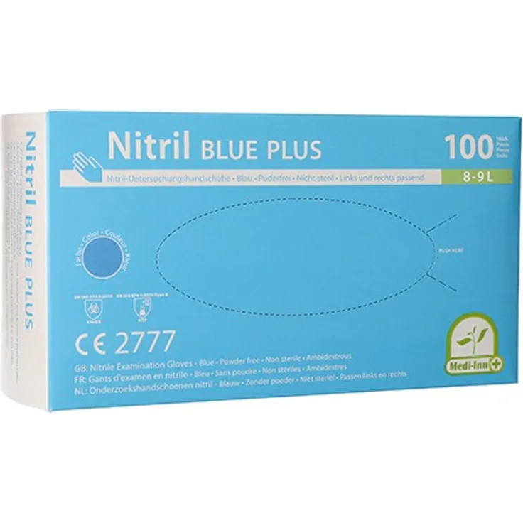 Medi-Inn 100 Handschuhe, Nitril puderfrei Blue Plus blau Größe L