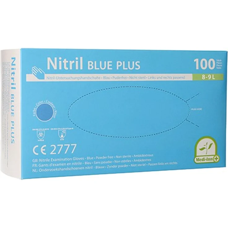 Medi-Inn 100 Handschuhe, Nitril puderfrei Blue Plus blau Größe L