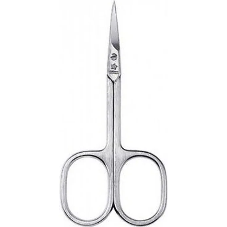 Pfeilring Hautschere gebogen 90 mm, zum zurückschieben und Entfernen von Nagelhaut, spitz, aus vernickeltem Stahl