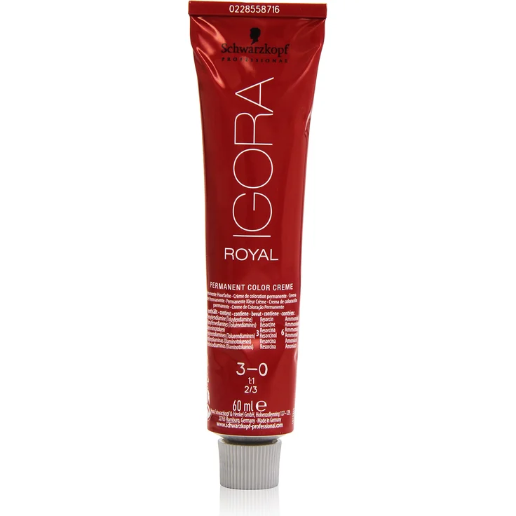 Schwarzkopf Igora Royal Premium-Haarfarbe 3-0 dunkelbraun 60 ml – Bild 1
