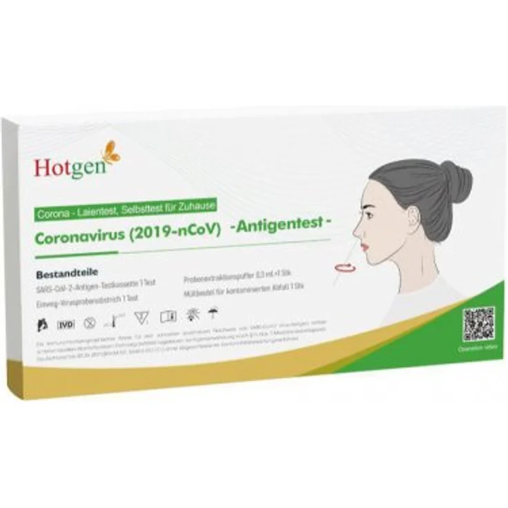Hotgen Coronavirus Antigentest, Corona Schnelltest (Laientest) zur Selbstanwendung, 5 Stück, Covid 19 Prüfung über Nasenabstrich, Coronatest, Selbsttest - Preisvergleich – Bild 1
