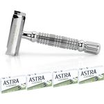 Van De Boos Rasierhobel - Eleganter Safety Razor für Damen & Herren - Zero Waste Rasierhobel Butterfly - Nassrasierer Set inkl. 20 Rasierklingen von Astra - Rasier Set für Frauen & Männer