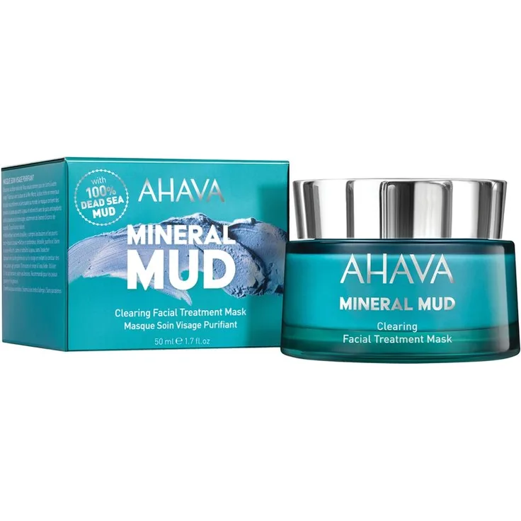 Ahava Mineral Mud Clearing Facial Treatment Mask 50 ml, Farbenfroh blaue Creme, Bekämpft Hautunreinheiten wie Pickel und Mitesser