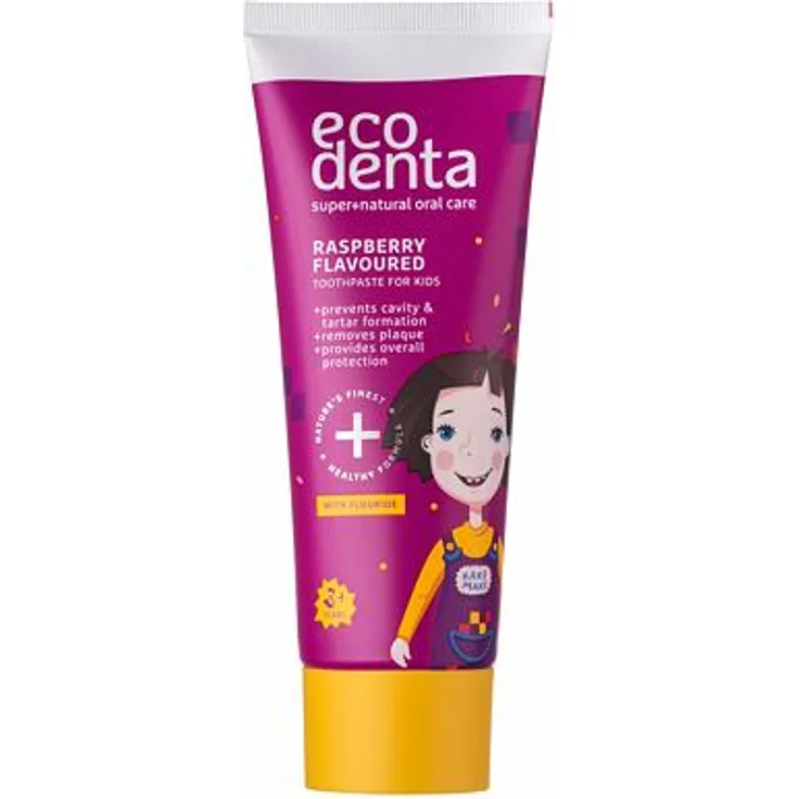Ecodenta Super+Natural Oral Care Raspberry Fluorid-Zahnpasta mit Himbeergeschmack 75 ml für Kinder