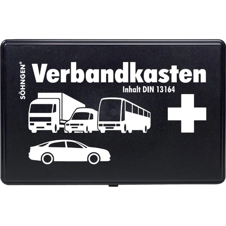 Söhngen KFZ Verbandskasten (mit Füllung, schwarz, Koffer aus ABS Kunststoff) 260x160x80 mm, 3004002 – Bild 3