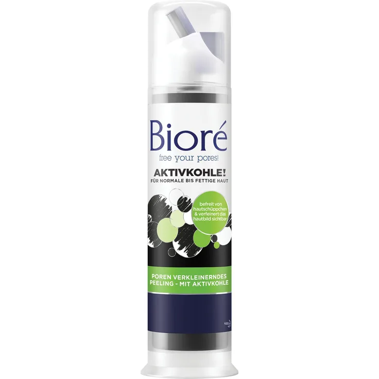 Biore Poren Verkleinerndes Peeling mit Aktivkohle 2 x 92 ml Dermatologisch getestet Normale Bis Fettige Haut, für Damen und Herren