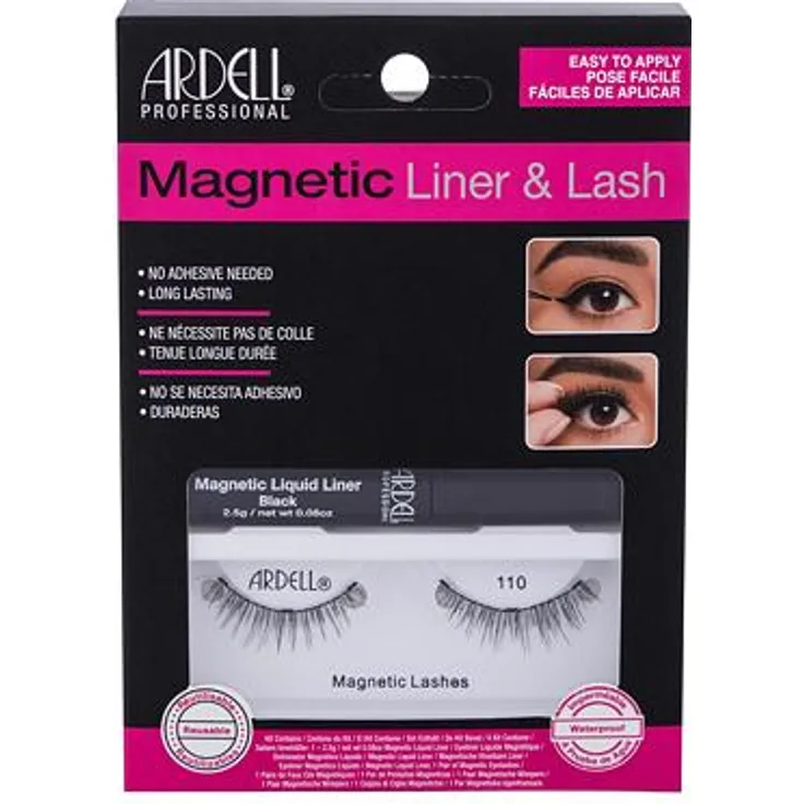 Ardell Magnetic Liner & Lash 110 Farbton Black set Magnetikwimpern 110 1 Par + Magnetic Eyeliner Gel Magnetic Liquid Liner 2,5 g Black