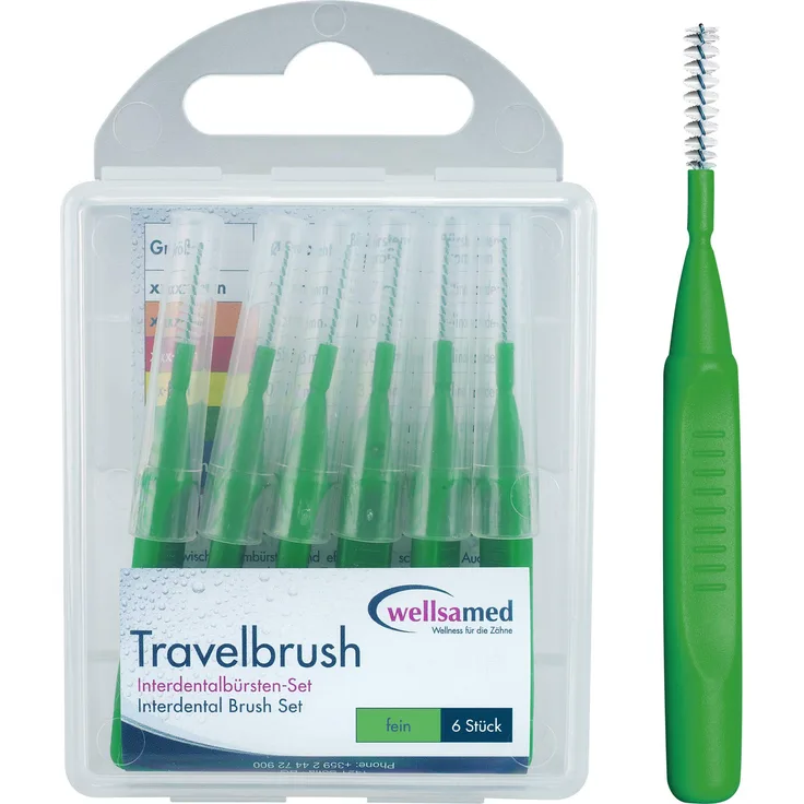 Wellsamed TravelBrush Interdentalbürsten fein 6er-Pack grün Interdentalbürsten