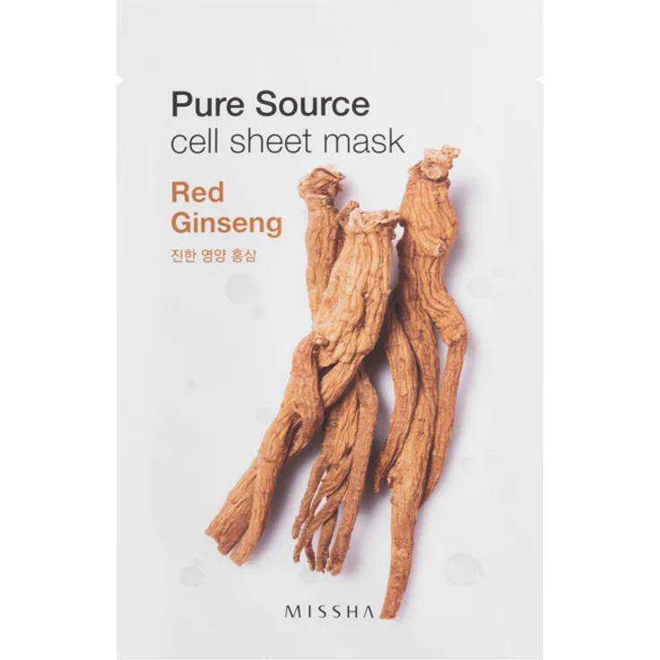 Missha Pure Source Cell Sheet Mask Red Roter Ginseng Gesichtsmaske 10 Stück
