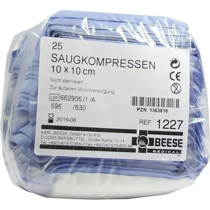 Saugkompressen unsteril 10x10 cm 1227 25 St.