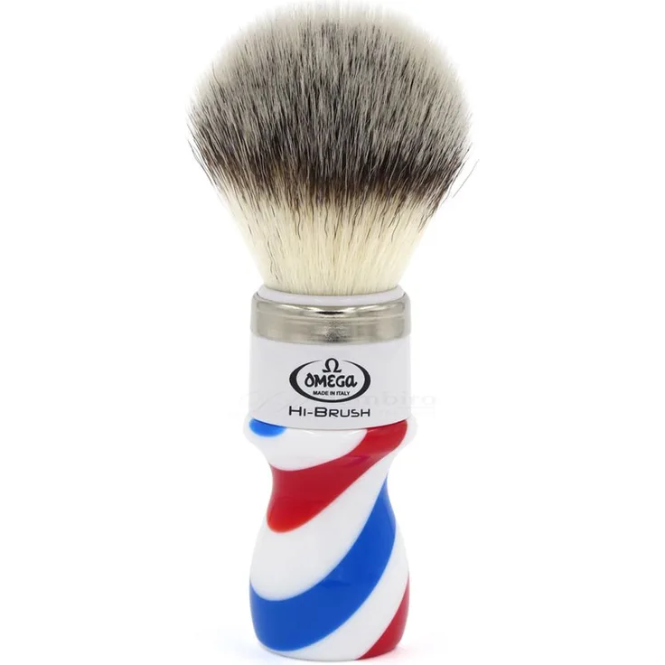 Omega Pennelli Omega Rasierpinsel 46806 Hi Brush mit Barber Pole Griff