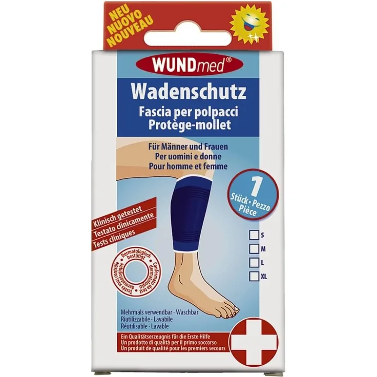 Wundmed Wadenschutz blau L, Versorgung von Sportverletztungen, Schutz von Knochen & Gelenken