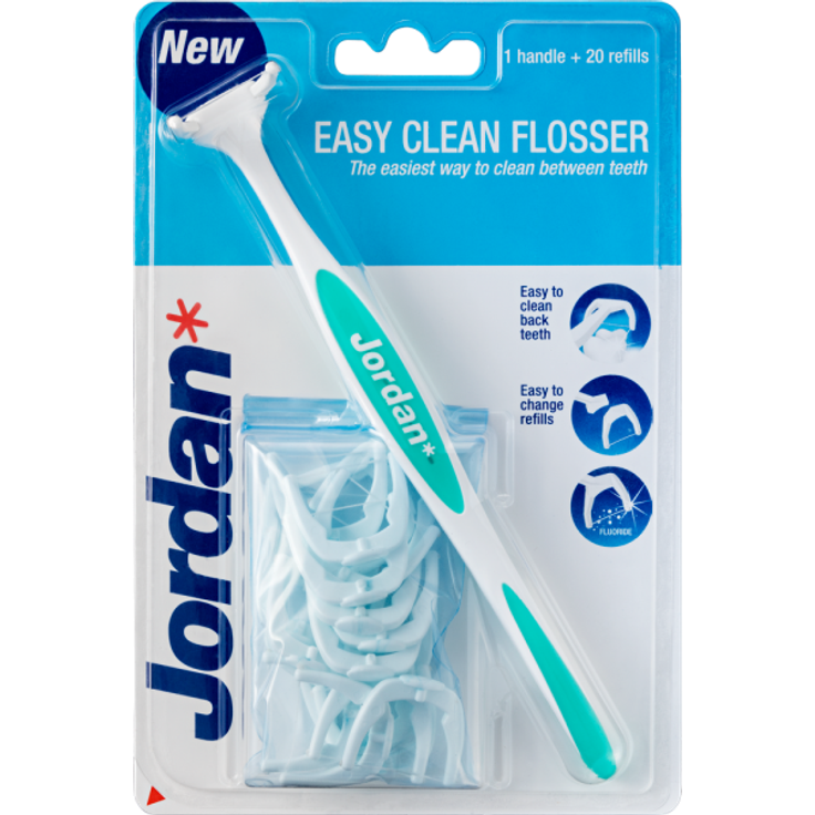Jordan Easy Clean Flosser, 1 Halter + 20 Refills, mit ergonomisch geformtem Griff
