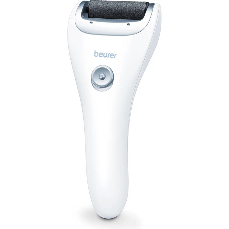Beurer MP 28 Hornhautentferner weiß/silber, 1x fein, 2x grob, zur Behandlung von Hornhaut, mit LED-Licht, Batteriebetrieben – Bild 2