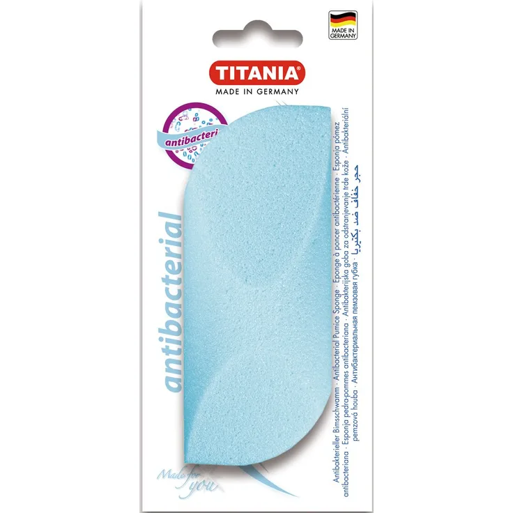 Titania Bimsschwamm, Handlich Geformt, Antibakteriell, auf Skinkarte, blau, 1er Pack (1 x 21 g)