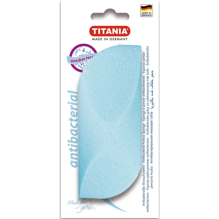 Titania Bimsschwamm, Handlich Geformt, Antibakteriell, auf Skinkarte, blau, 1er Pack (1 x 21 g)